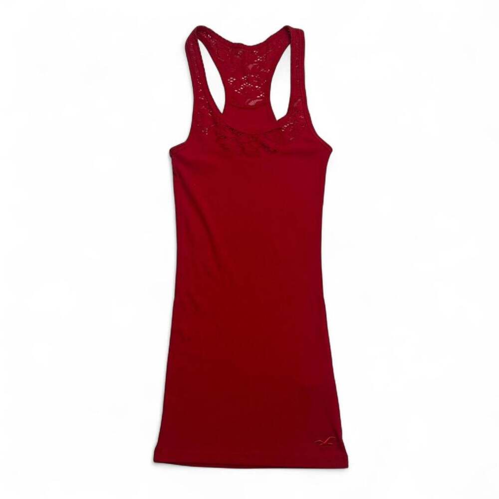 Vintage Hollister Y2K Supper Fitted Red lace racerback tank top  size XS Cotton
